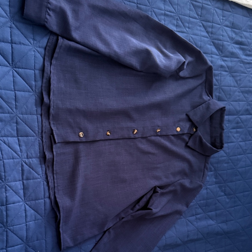 SHEIN Deep Blue Button-Down Shirt - Picture 4 of 5